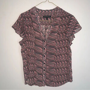 Banana Republic Pink Pattern Button Up Blouse Shirt S